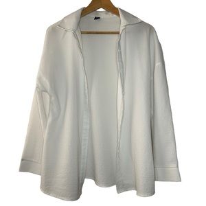 White Oversized Button Down Top Womens
